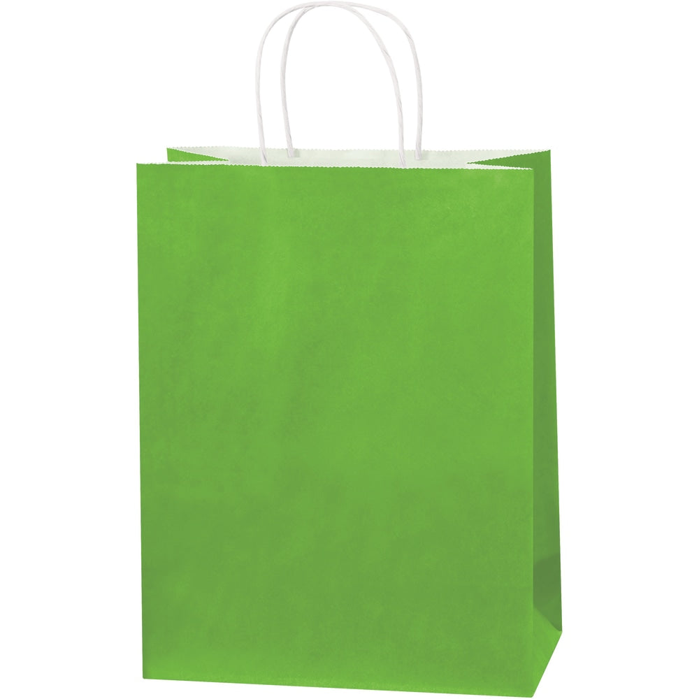 Partners Brand Tinted Paper Shopping Bags, 13inH x 10inW x 5inD, Citrus Green, Case Of 250