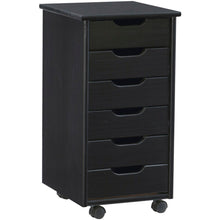 Load image into Gallery viewer, Linon Casimer 6-Drawer Rolling Home Office Storage Cart, Black