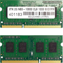 Load image into Gallery viewer, VisionTek 2 x 2GB PC3-10600 DDR3 1333MHz 240-pin DIMM Memory Module - 4 GB (2 x 2GB) - DDR3-1333/PC3-10600 DDR3 SDRAM - 1333 MHz - CL9 - 1.50 V - Non-ECC - Unbuffered - 204-pin - SoDIMM - Lifetime Warranty