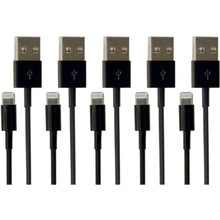 Load image into Gallery viewer, VisionTek Lightning to USB 1 Meter Cable Black 5-Pack (M/M) - 3.3 Ft USB lightning cable for iPhone, iPad Air, iPad Mini, iPod - Data and Power - Pack of 5 Cables