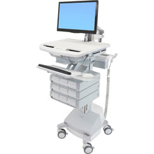 Load image into Gallery viewer, Ergotron StyleView Cart with LCD Arm, SLA Powered, 9 Drawers - 9 Drawer - 37 lb Capacity - 4 Casters - Aluminum, Plastic, Zinc Plated Steel - White, Gray, Polished Aluminum