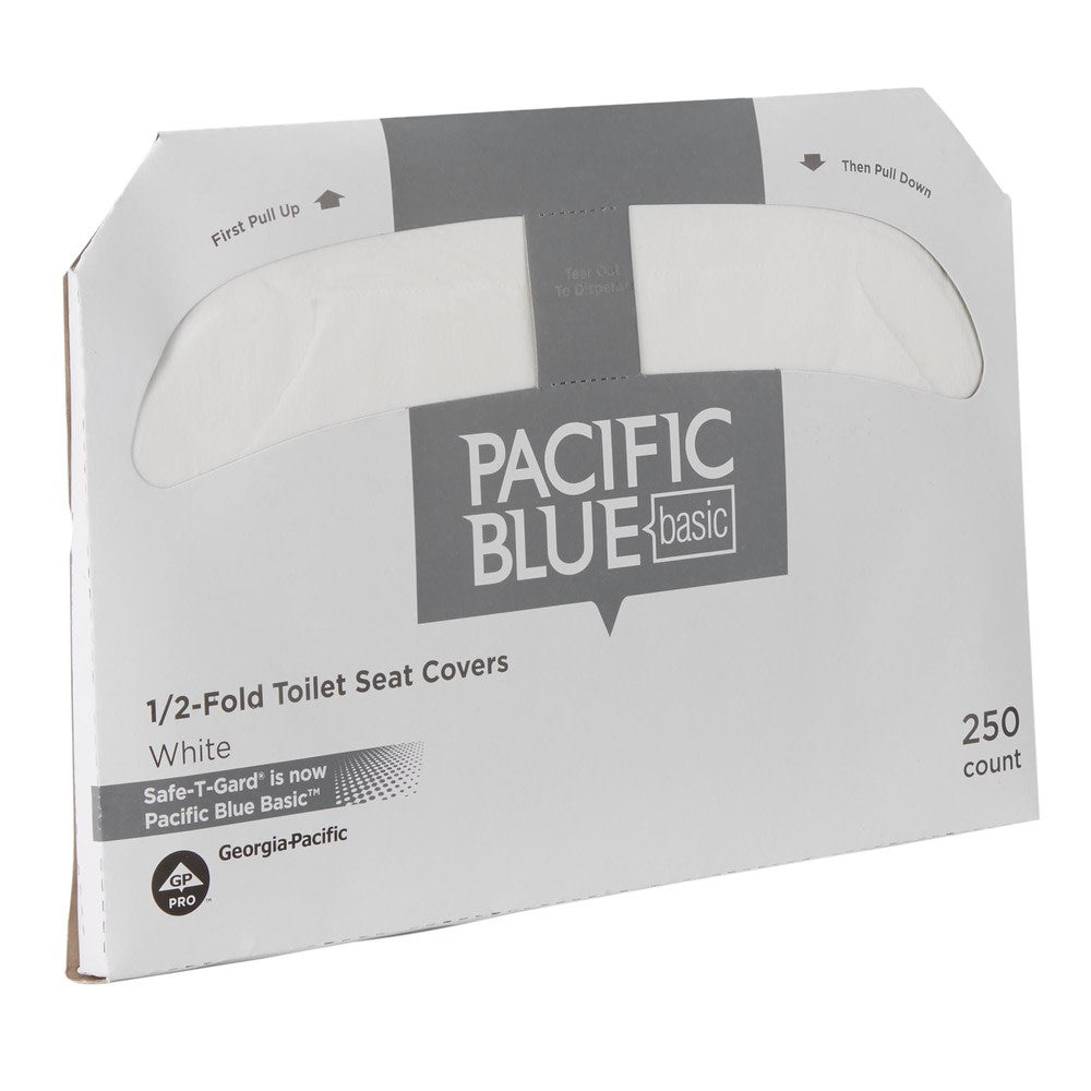 PACIFIC BLUE BASIC 1/2-FOLD TOILET SEAT COVER BY GP PRO (GEORGIA-PACIFIC), WHITE, 5,000 COVERS PER CASE