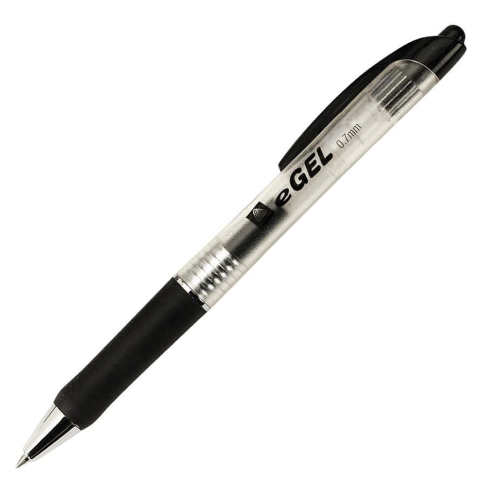 Avery eGEL Retractable Gel Pen, Medium Point, 0.7 mm, Acid-Free, Clear Barrel, Black, Pack Of 12