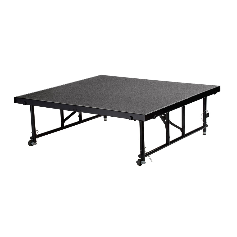 National Public Seating Carpeted Transfix Stage Platform, 16in-24in, 4ft x 4ft, Gray