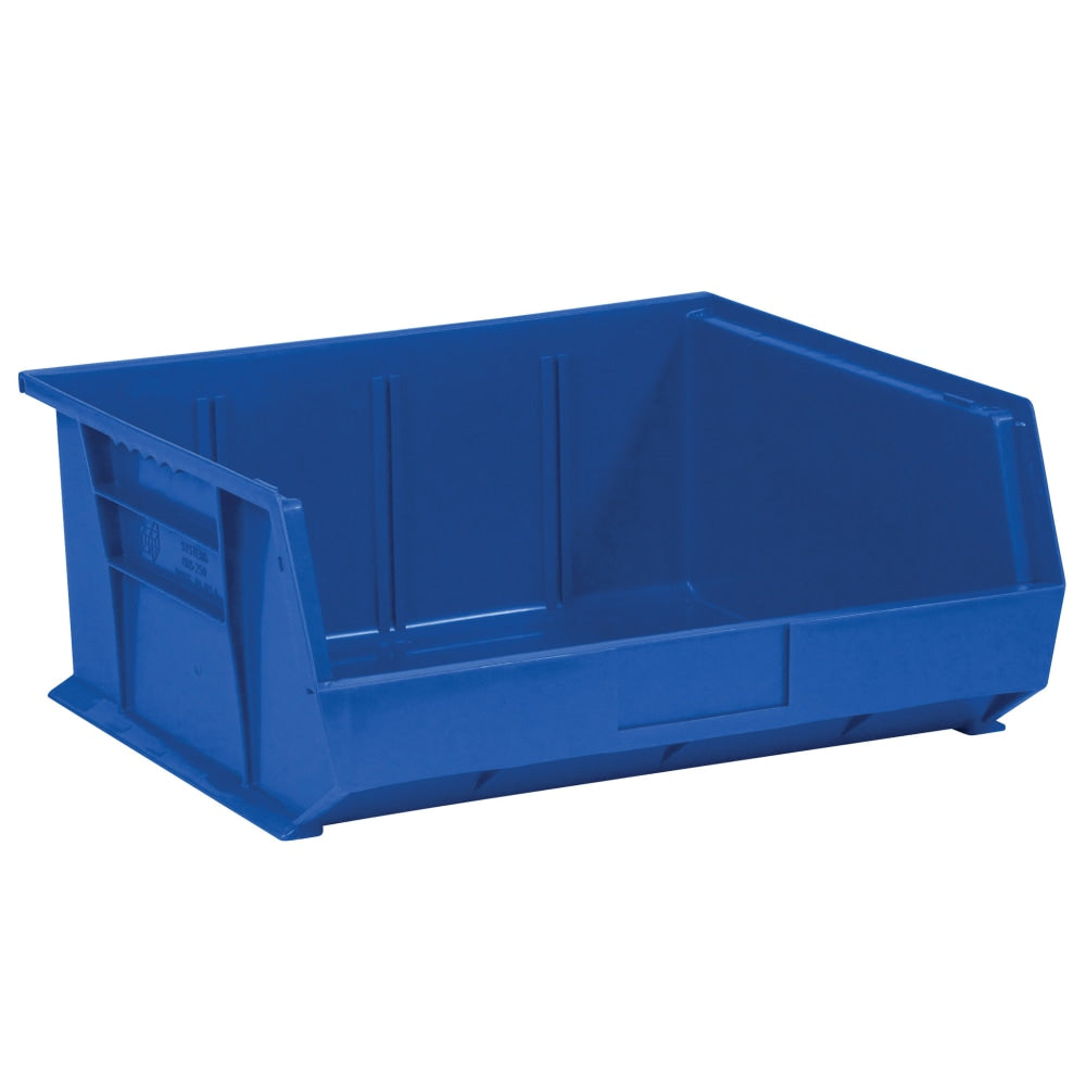 Office Depot Brand Plastic Stack & Hang Bin Boxes, Medium Size, 14 3/4in x 16 1/2in x 7in, Blue, Pack Of 6