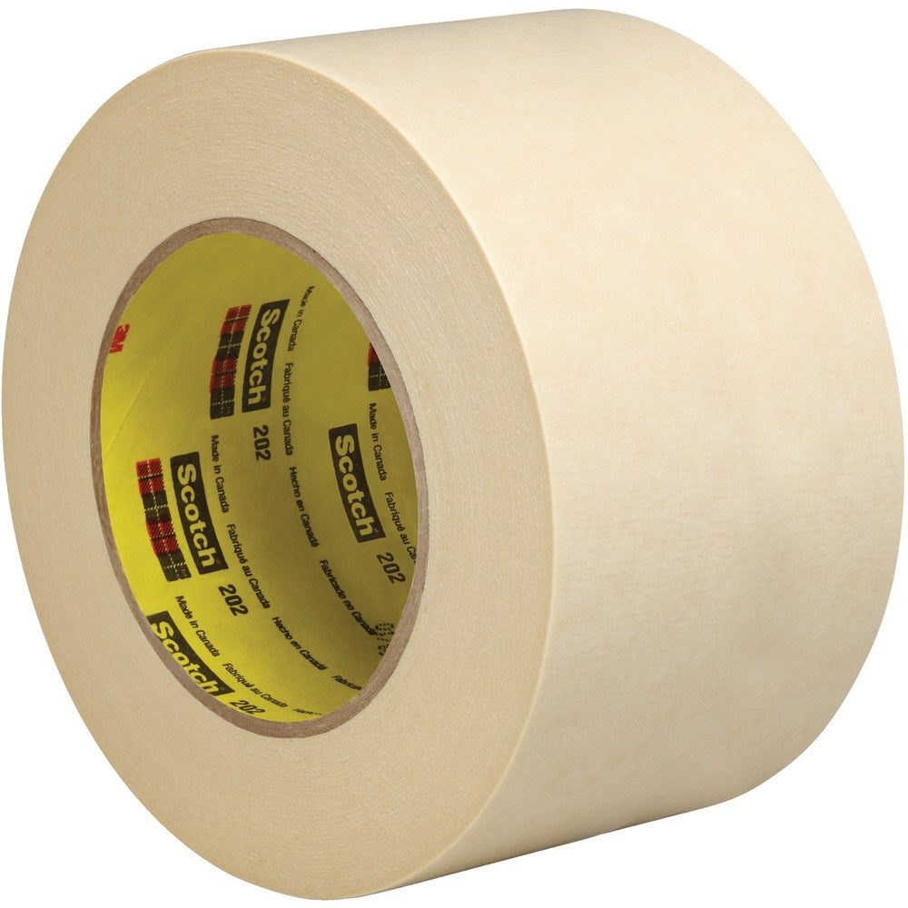 3M 202 Masking Tape, 3in Core, 3in x 180ft, Natural, Pack Of 12