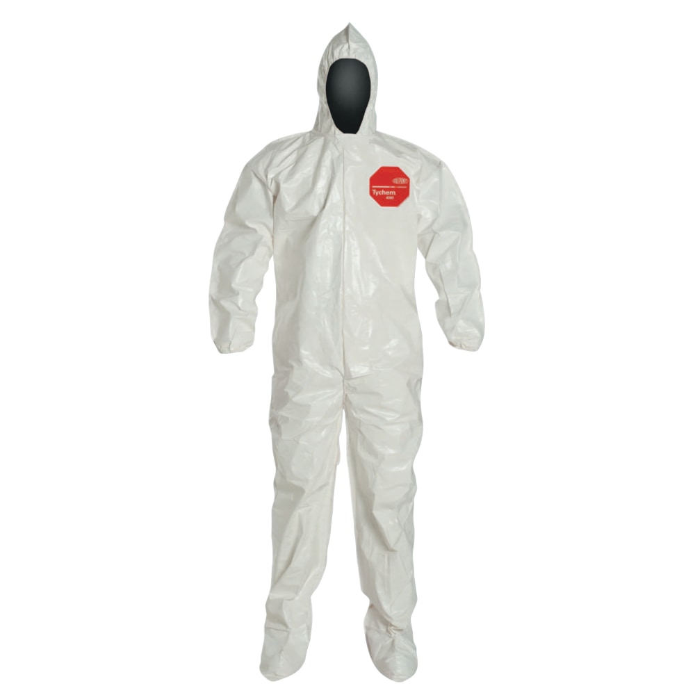 DuPont Tychem SL Coveralls With Hood And Socks, 3XL, White, Pack Of 6