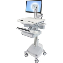 Load image into Gallery viewer, Ergotron StyleView Cart with LCD Pivot, SLA Powered, 1 Drawer - 1 Drawer - 37 lb Capacity - 4 Casters - Aluminum, Plastic, Zinc Plated Steel - White, Gray, Polished Aluminum