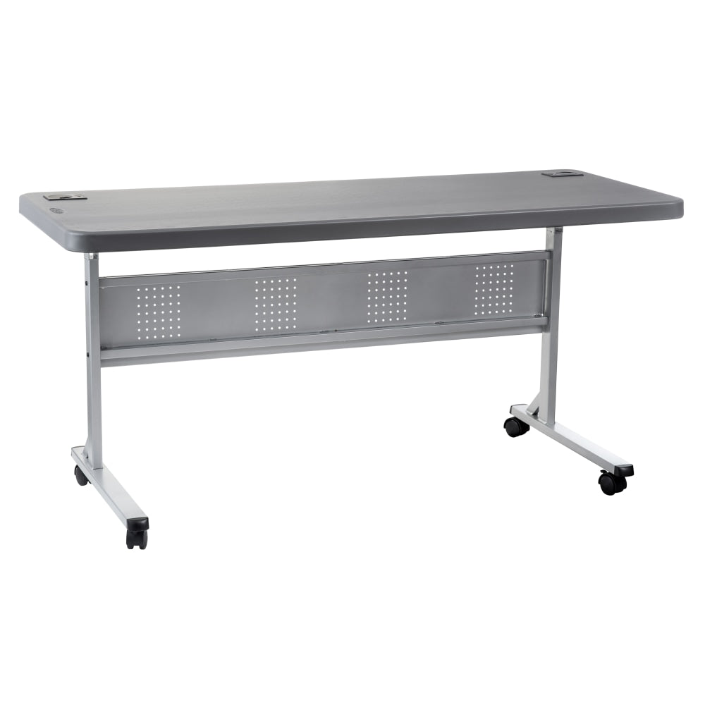 National Public Seating Flip-N-Store Table, 29-1/2inH x 24inW x 60inD, Charcoal Slate