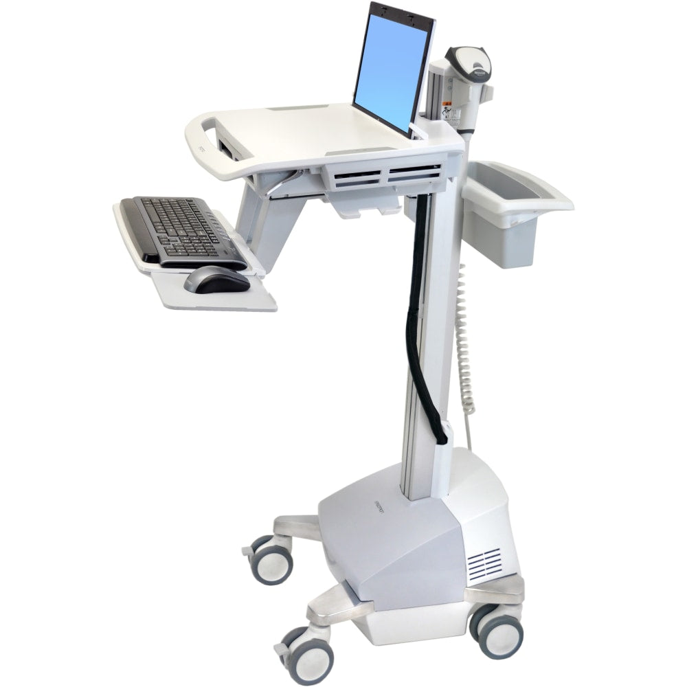 Ergotron StyleView EMR Cart with LCD Pivot, SLA Powered - 35 lb Capacity - 4 Casters - Plastic, Aluminum, Zinc Plated Steel - 22.4in Width x 31in Depth x 65.1in Height - Gray, White, Polished Aluminum