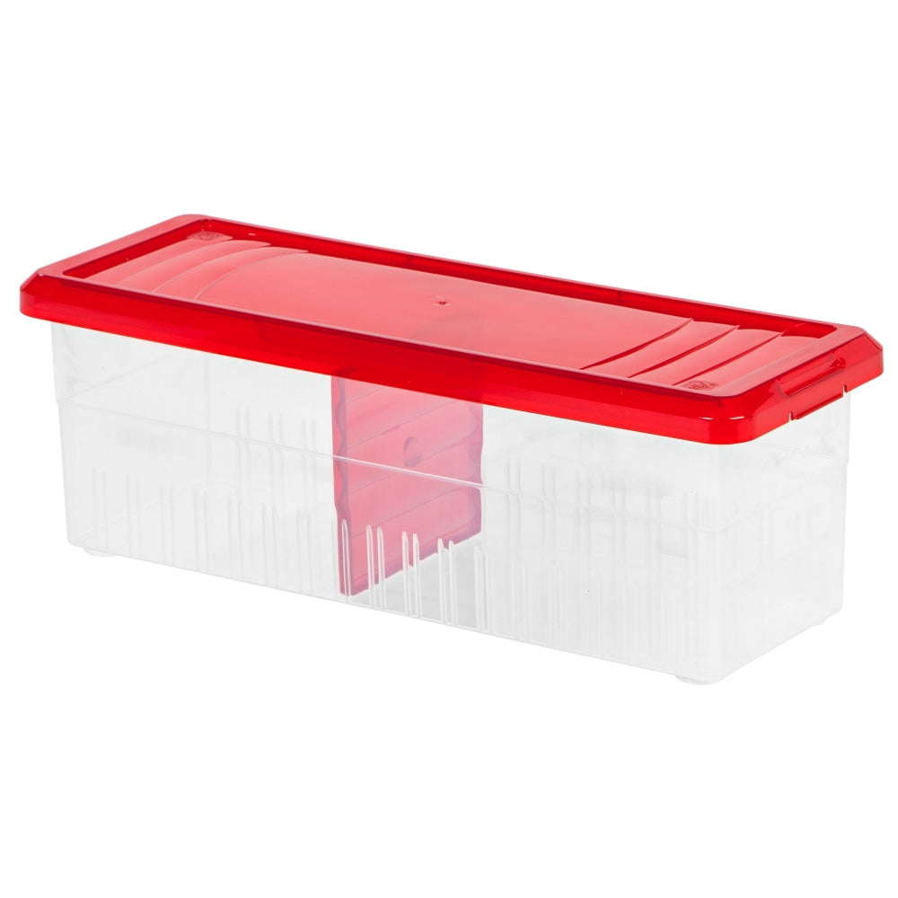 IRIS Holiday Ribbon Storage Containers, 16 1/8in x 5 5/8in x 5 9/16in, Red, Case Of 3