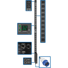 Load image into Gallery viewer, Tripp Lite 7.4kW Single-Phase Switched PDU w/LX Platform Interface, 230V Output, IEC 309 32A Blue, 10 ft. Cord, 0U, TAA - Power distribution unit (rack-mountable) - 32 A - AC 230 V - 7.4 kW - 1-phase - Ethernet 10/100, USB