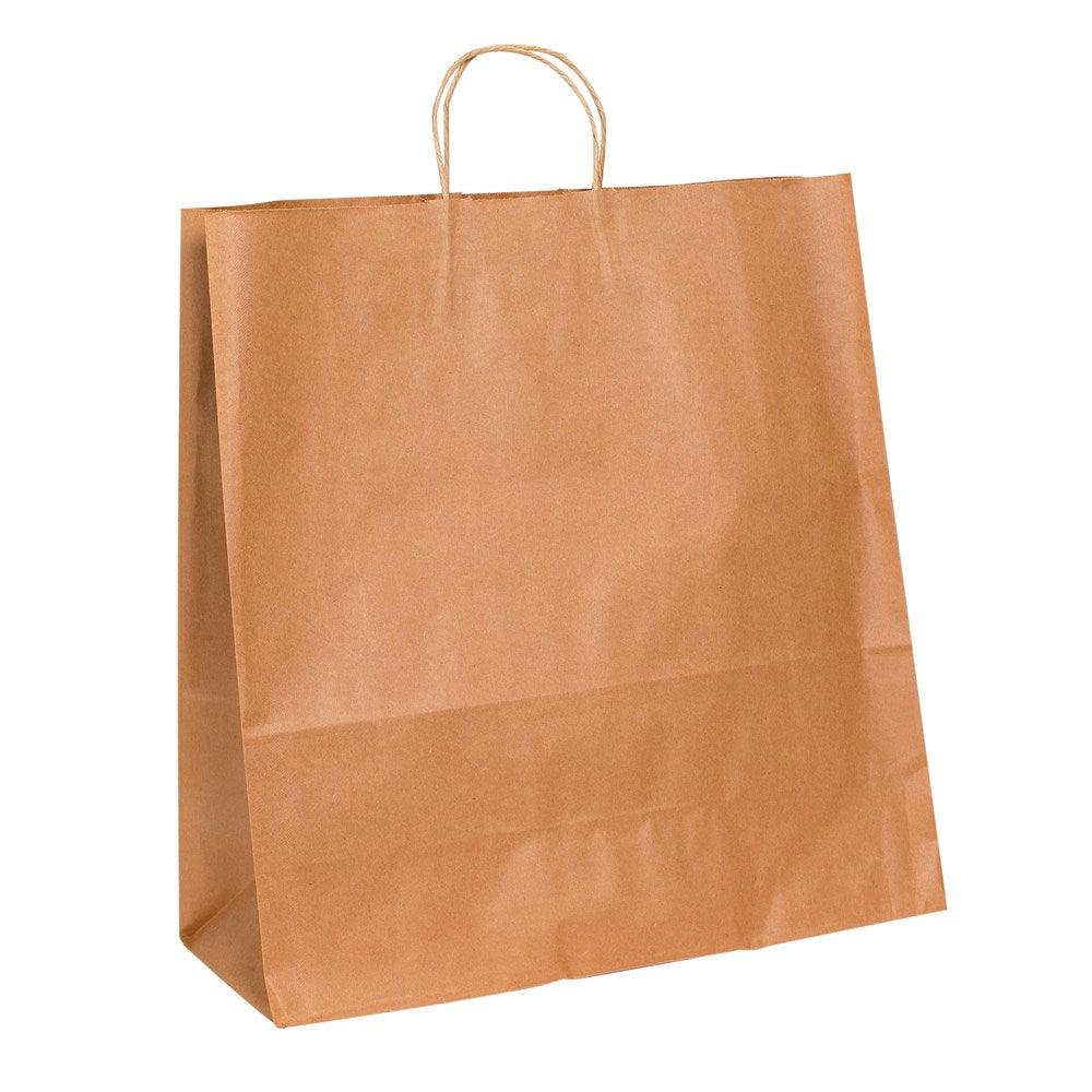 Partners Brand Paper Shopping Bags, 18 3/4in x 18inW x 7inD, Kraft, Case Of 200