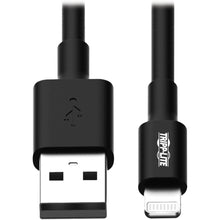 Load image into Gallery viewer, Tripp Lite USB-A to Lightning Sync/Charge Cable MFi Certified Black M/M USB 2.0 6 ft. (1.83 m) - Lightning/USB for iPad, iPhone, iPod - 6 ft - 1 x Type A Male USB - 1 x Lightning Male Proprietary Connector - Black
