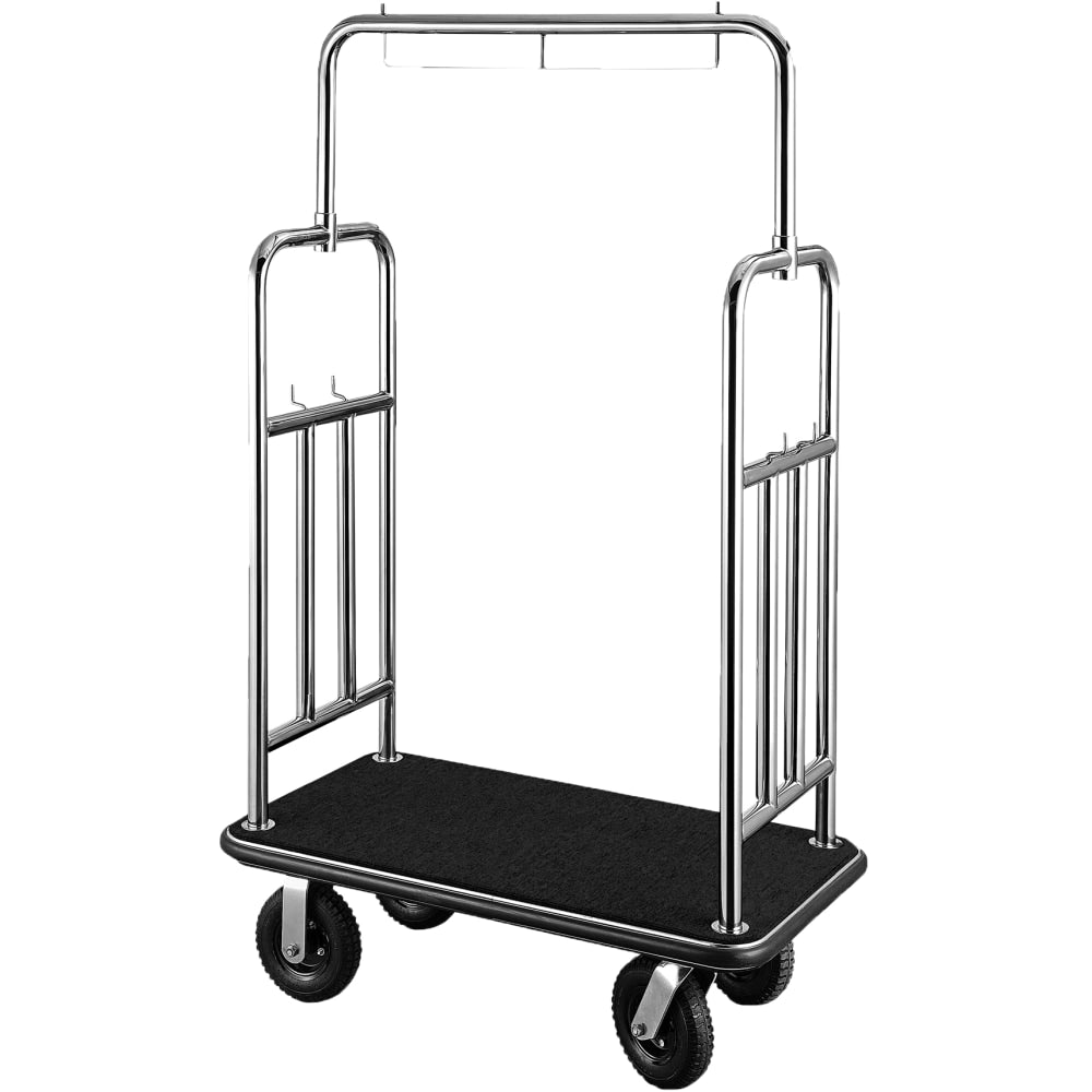 CSL Town Square Luggage Cart, 71inH x 44inW x 24inD, Silver/Black