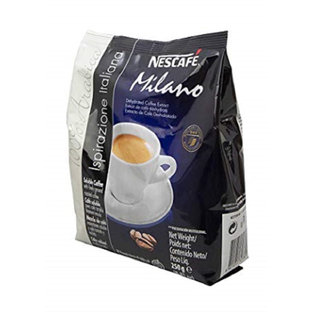 NESCAFE Soluble Espresso Roast Coffee with Finely Ground Roasted Coffee, 8.82 Oz Bag, Box of 4 Bags