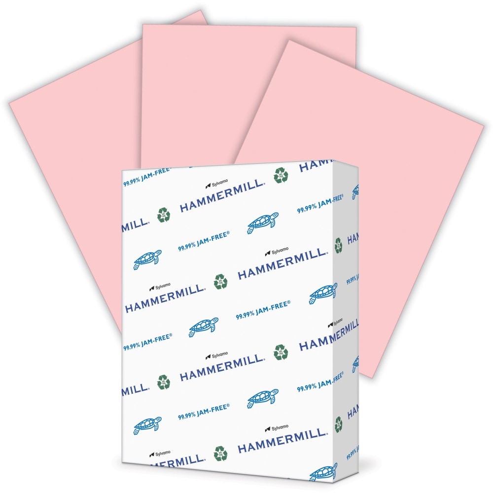 Hammermill Colors Colored Multi-Use Print & Copy Paper, Letter Size (8 1/2in x 11in), 100 (U.S.) Brightness, 24 Lb, 30% Recycled, Pink, Ream Of 500 Sheets