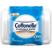 Load image into Gallery viewer, Cottonelle Flushable Wet Wipes - 7.25in x 5in - White - Flushable, Quick Drying, Alcohol-free, Sewer-safe, Septic Safe, Moisturizing - For Home, Office, School - 42 Per Pack - 8 / Carton