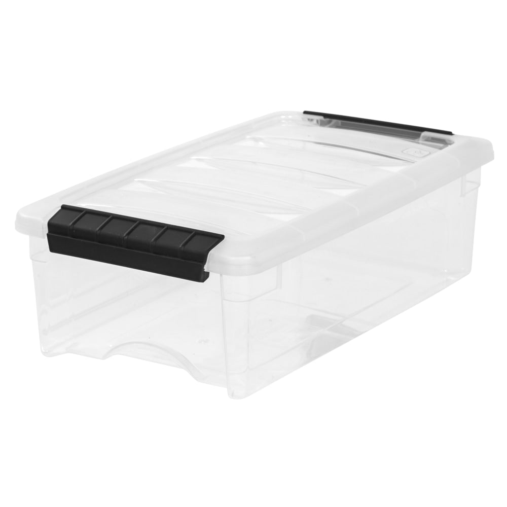 IRIS Latch Plastic Storage Container With Built-In Handles And Snap Lid, 5.75 Quarts, 14 1/8in x 8in x 4 1/2in, Clear