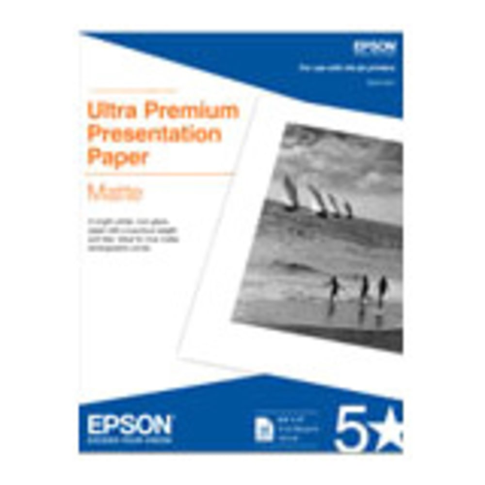 Epson Matte Paper, 17in x 22in, 103 (U.S.) Brightness, White, Pack Of 50 Sheets