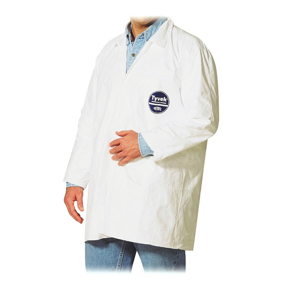 DuPont Tyvek Lab Coats, 2XL, White, Carton Of 30
