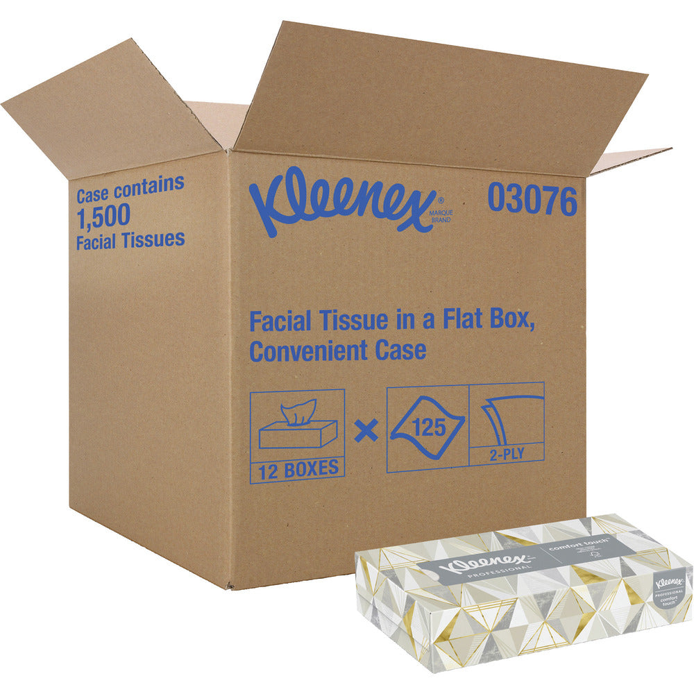 Kimberly-Clark Zip-Half Pack 2-Ply Facial Tissue, 125 Sheets Per Box, Case Of 12 Boxes