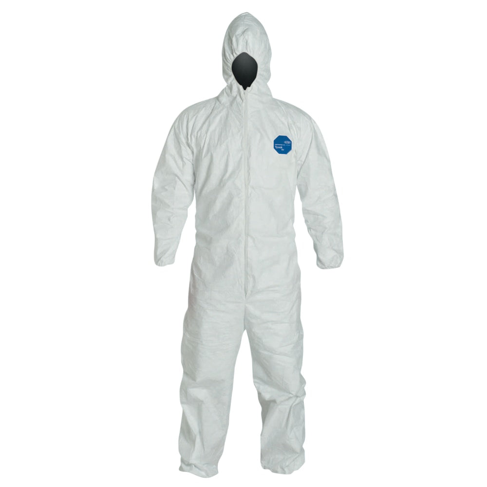 DuPont Tyvek 400 Coveralls With Attached Hood, 3X, White, Pack Of 25 Coveralls