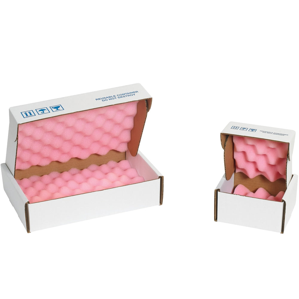 Office Depot Brand Antistatic Foam Shippers, 10inH x 10inW x 4inD, Pink/White, Case Of 24