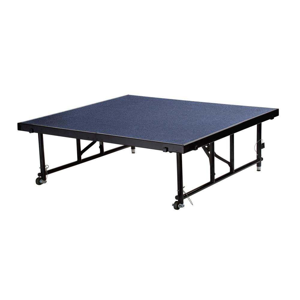 National Public Seating Carpeted Transfix Stage Platform, 16in-24in, 4ft x 4ft, Blue