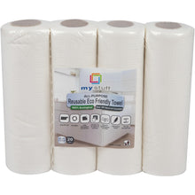 Load image into Gallery viewer, Mind Reader My Stuff 1-Ply Reusable Paper Towels, 11in x 8-13/16in, White, 20 Sheets Per Roll, Pack Of 4 Rolls