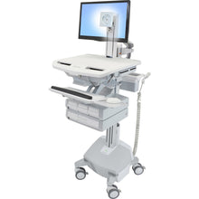 Load image into Gallery viewer, Ergotron StyleView Cart with LCD Pivot, LiFe Powered, 4 Drawers - 4 Drawer - 34 lb Capacity - 4 Casters - Aluminum, Plastic, Zinc Plated Steel - White, Gray, Polished Aluminum