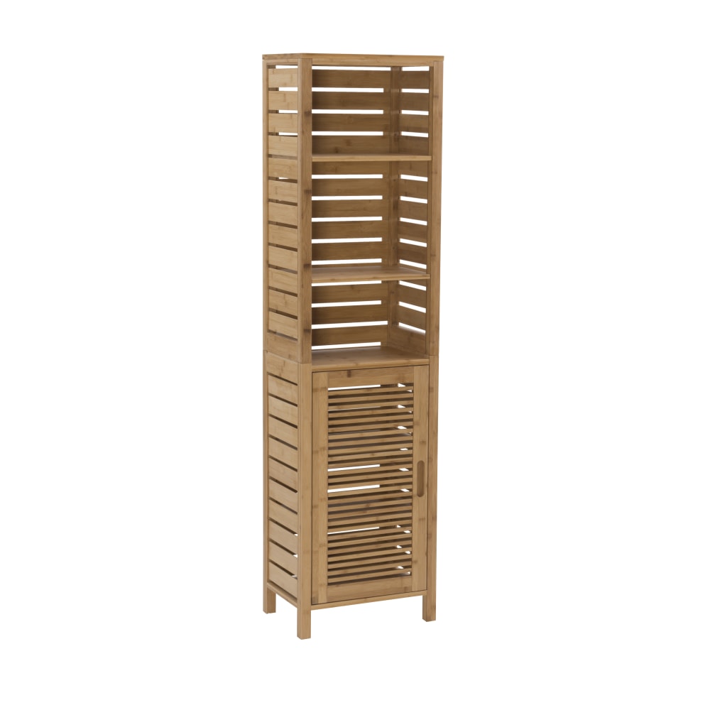 Linon Bullock 16-1/8inW Single Door Bamboo Cabinet with Shelves, Natural