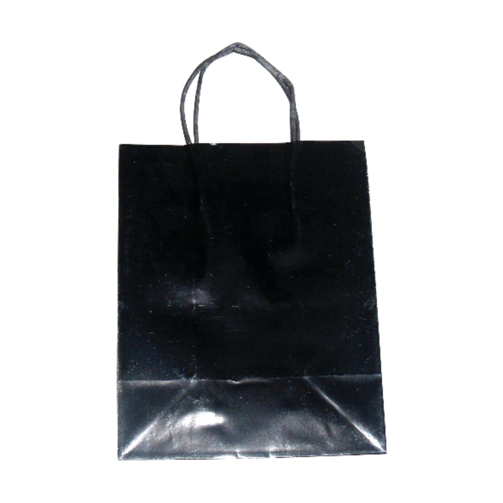 OfficeMax High-Gloss Paper Bags, 10inH x 8inW x 4 3/4inD, Black/White, Pack Of 125
