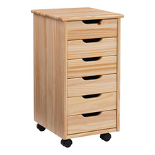 Load image into Gallery viewer, Linon Casimer 6-Drawer Rolling Home Office Storage Cart, Natural