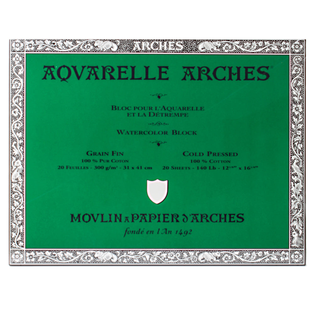 Arches Aquarelle Watercolor Block, 140 Lb, Cold Press, 12in x 16in