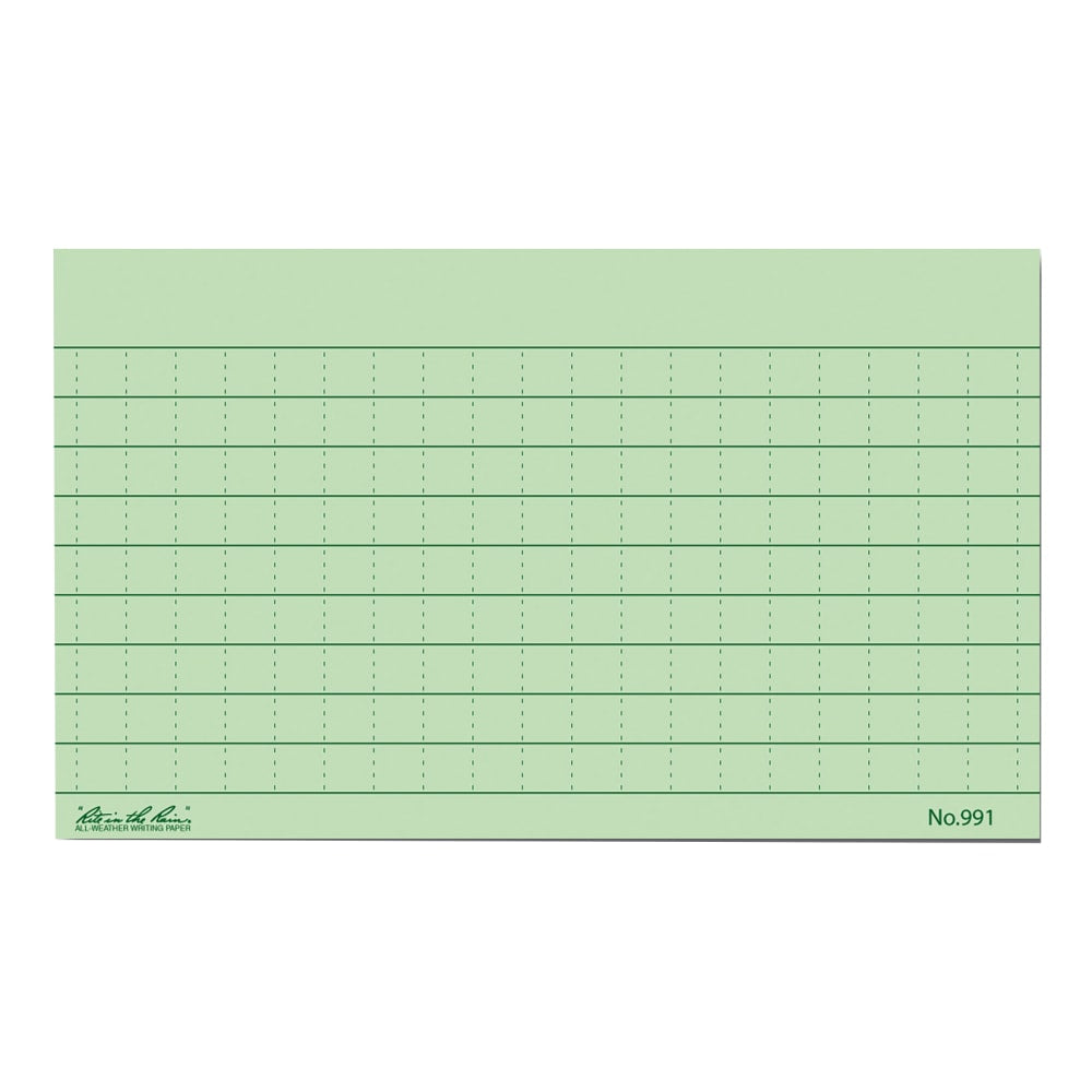 Rite in the Rain All-Weather Index Cards, 3in x 5in, Green, Pack Of 100