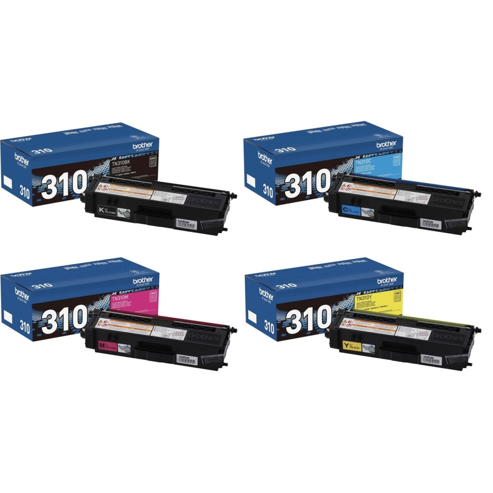 Brother TN310 Black And Cyan, Magenta, Yellow Toner Cartridges, Pack Of 4, TN310 combo