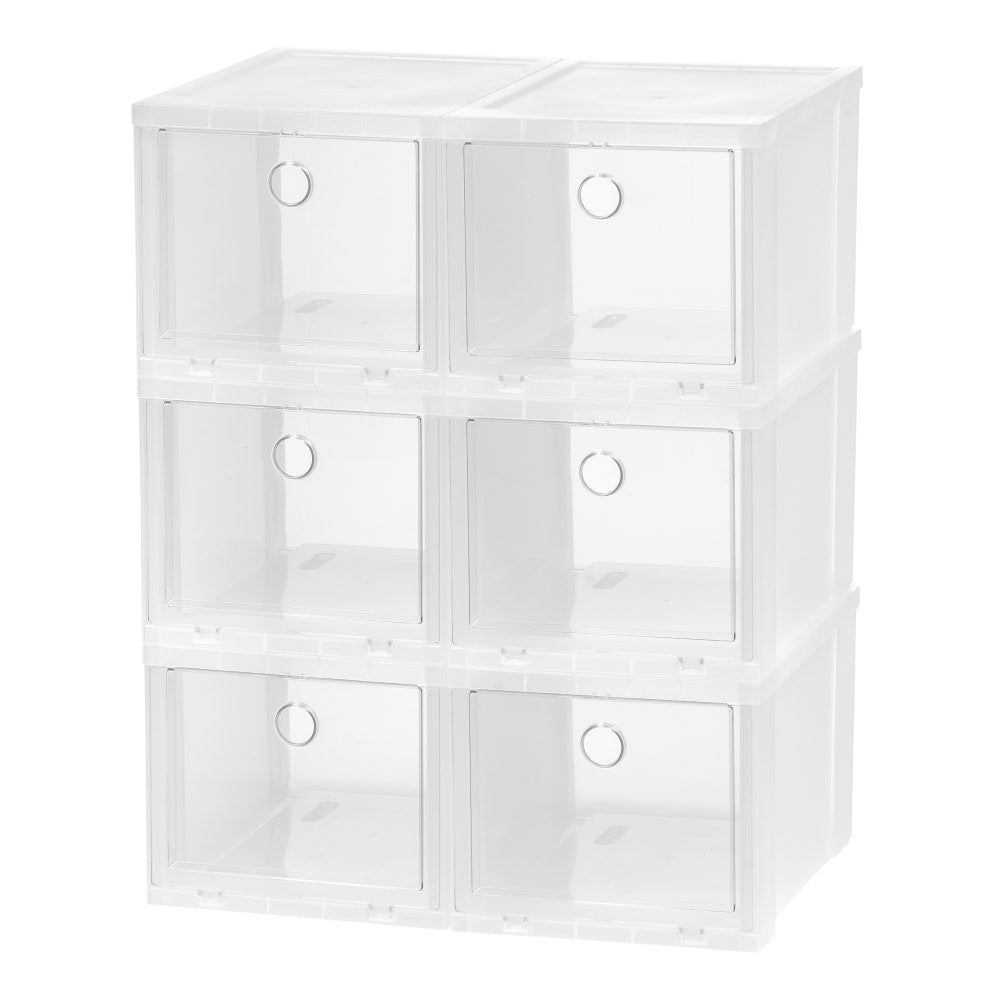 IRIS High Pull Down Front Access Shoe Storage Containers, 12 1/8in x 8 5/8in x 7 1/2in, Clear, Case Of 6
