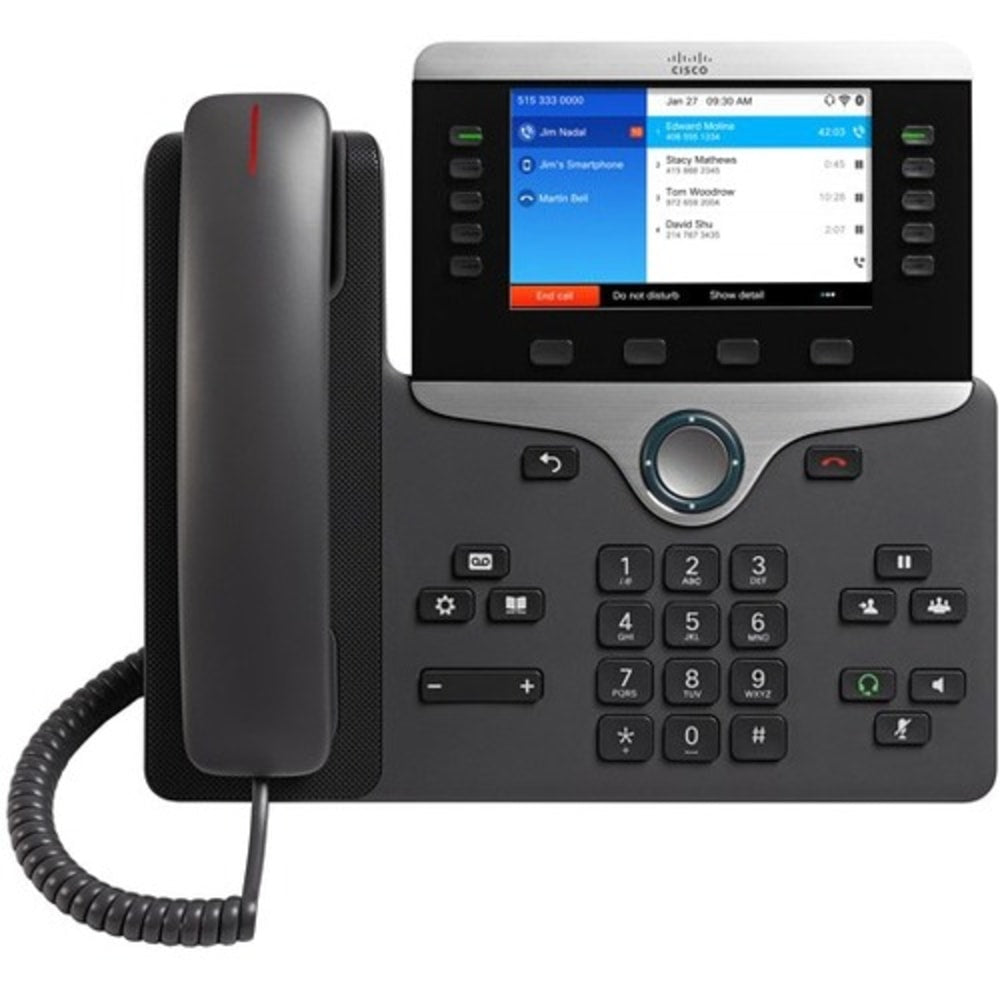 Cisco 8861 IP Phone - Corded/Cordless - Corded - Bluetooth - Wall Mountable, Desktop - Black - 5 x Total Line - VoIP - Enhanced User Connect License - 2 x Network (RJ-45) - PoE Ports