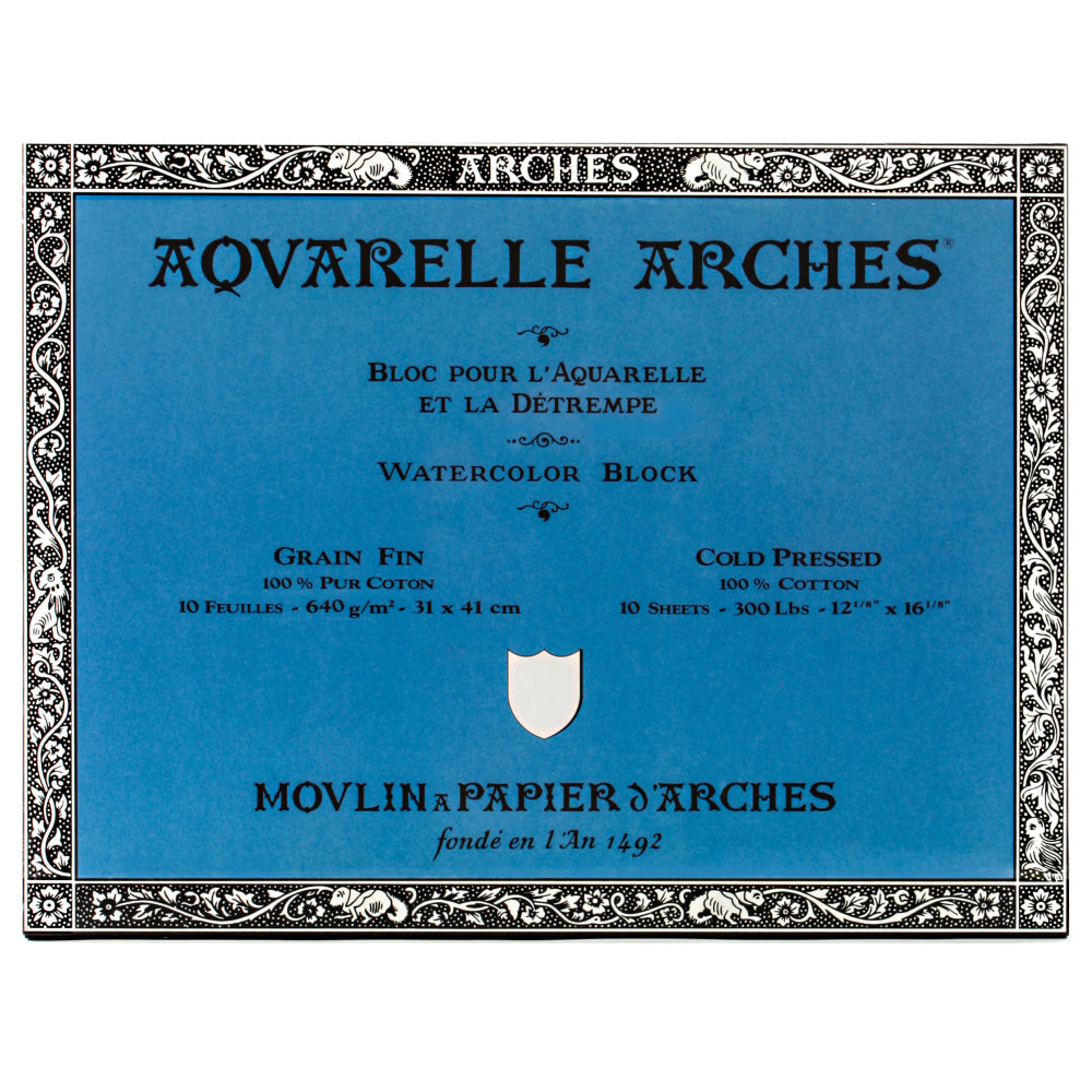 Arches Aquarelle Watercolor Block, 300 Lb, Cold Press, 12in x 16in