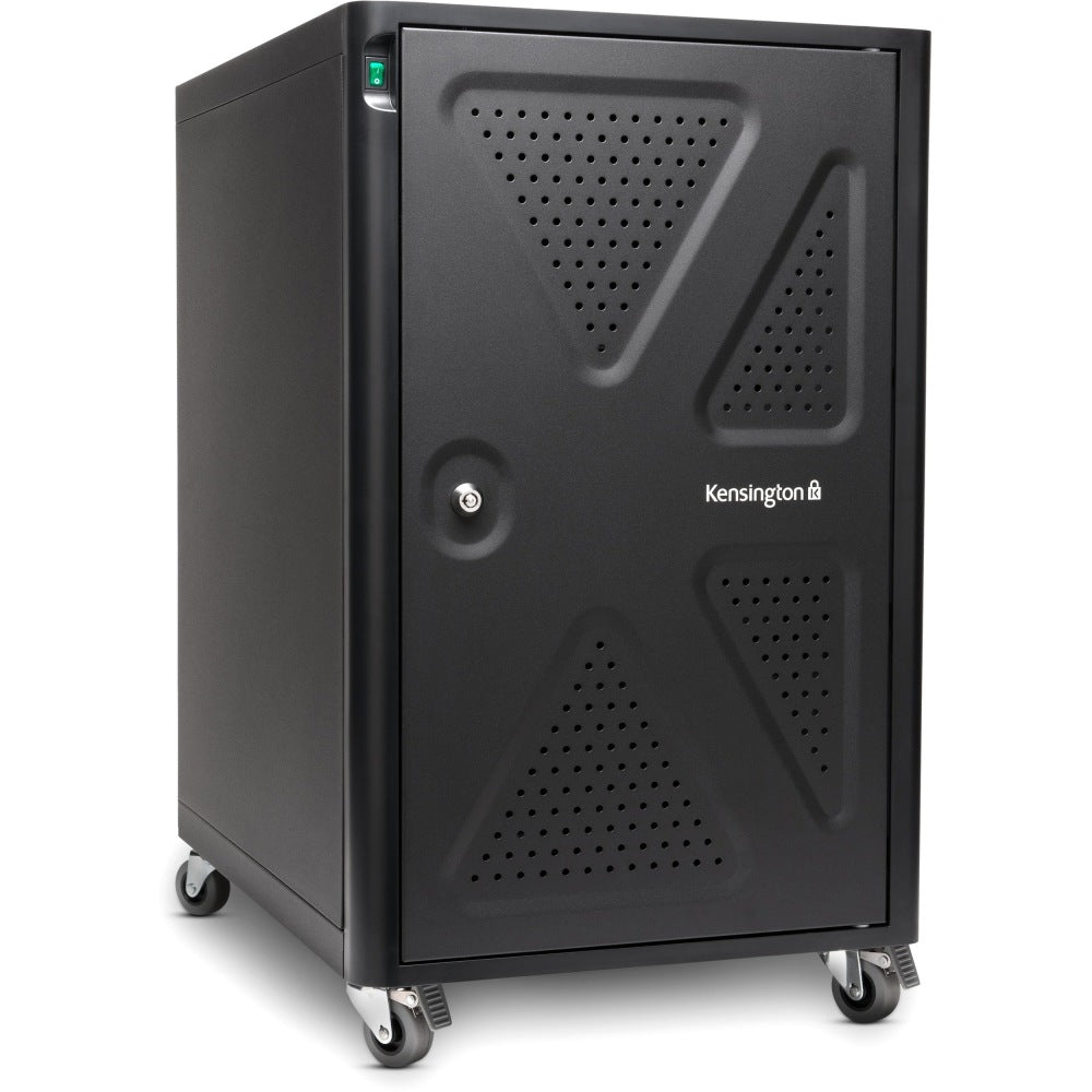 Kensington AC12 12-Bay Security Charging Cabinet - x 16.5in Width x 23.2in Depth x 28.1in Height - Black - For 12 Devices - 1