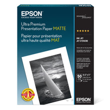 Load image into Gallery viewer, Epson Archival Matte Photo Paper, Letter Size (8 1/2in x 11in), 51 Lb, Pack Of 50 Sheets, # S041341