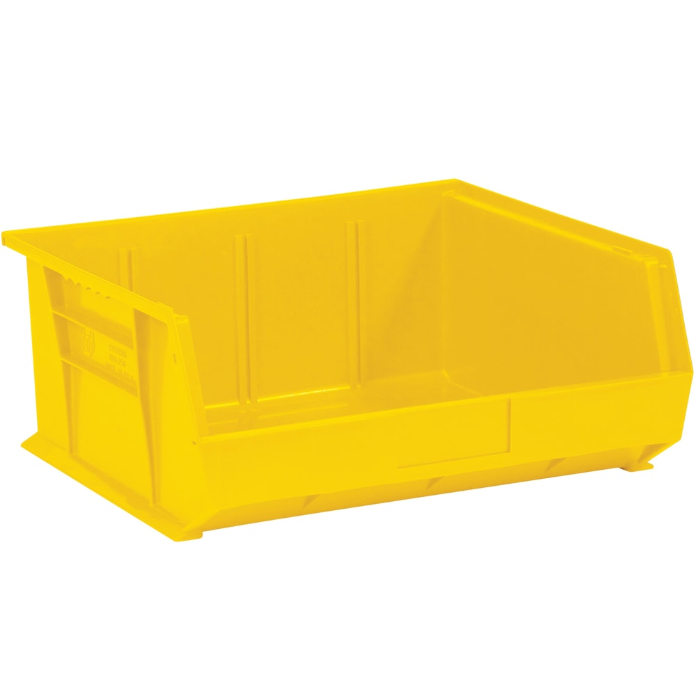 Office Depot Brand Plastic Stack & Hang Bin Boxes, Medium Size, 14 3/4in x 16 1/2in x 7in, Yellow, Pack Of 6