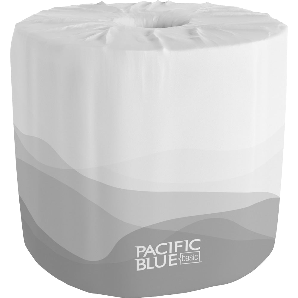 Pacific Blue Basic Standard Roll Toilet Paper - 2 Ply - 4in x 4in - 550 Sheets/Roll - White - Soft - For Office Building, School, Public Facilities - 80 / Carton