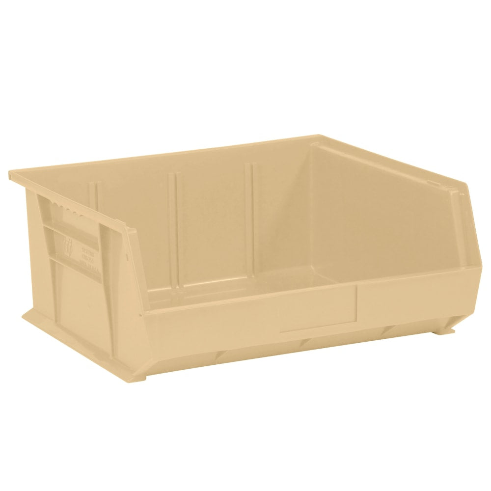 Office Depot Brand Plastic Stack & Hang Bin Boxes, Medium Size, 14 3/4in x 16 1/2in x 7in, Ivory, Pack Of 6