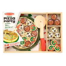 Load image into Gallery viewer, Melissa &amp; Doug 64-Piece Pizza Party Wooden Pizza Set