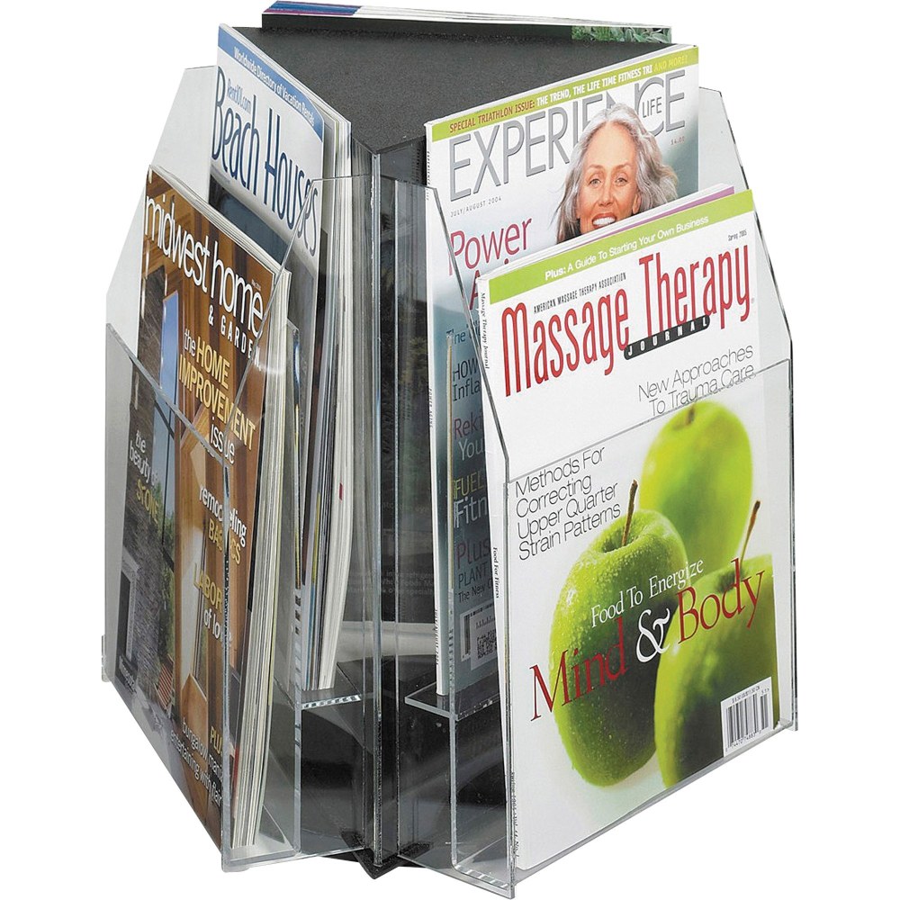 6-Pocket Magazine and Pamphlet Rotating Tabletop Display; Triangular; 12 3/4inH x 15inW