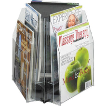Load image into Gallery viewer, 6-Pocket Magazine and Pamphlet Rotating Tabletop Display; Triangular; 12 3/4inH x 15inW