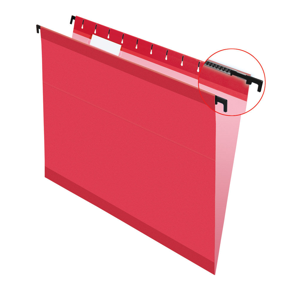 Pendaflex SureHook Reinforced Hanging Folders; 1/5-Cut; Letter Size; Red; Box Of 20