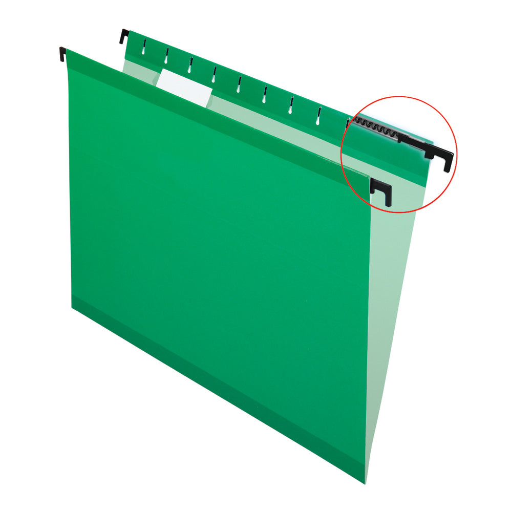 Pendaflex SureHook Reinforced Hanging Folders; 1/5-Cut; Letter Size; Bright Green; Box Of 20